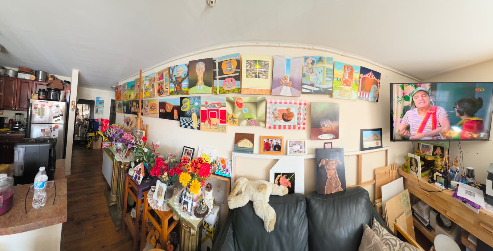 Colorful wall in Edgar Leal studio